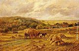 Harvest Canvas Paintings - Harvest Time, Lambourne, Berks